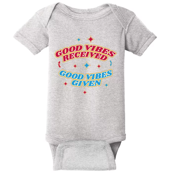 Good Vibes Received Good Vibes Given Retro Baby Bodysuit