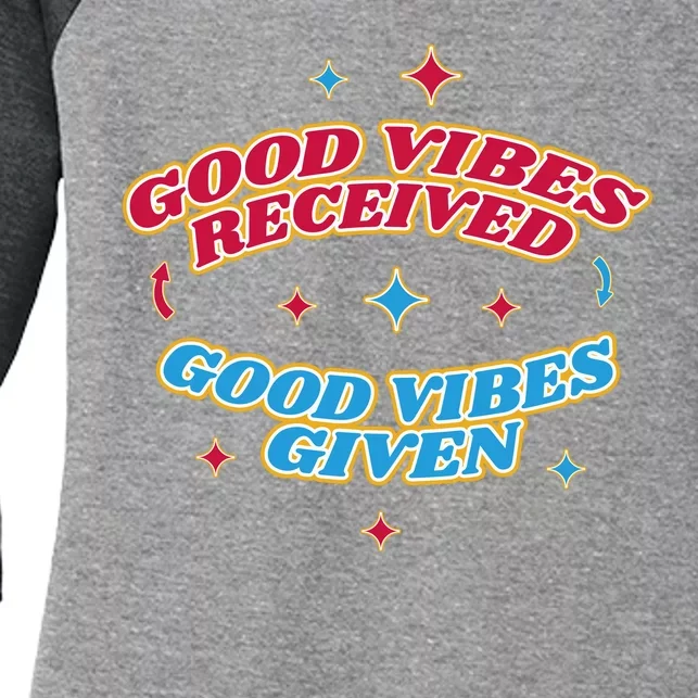 Good Vibes Received Good Vibes Given Retro Women's Tri-Blend 3/4-Sleeve Raglan Shirt