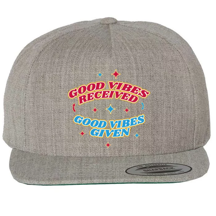 Good Vibes Received Good Vibes Given Retro Wool Snapback Cap