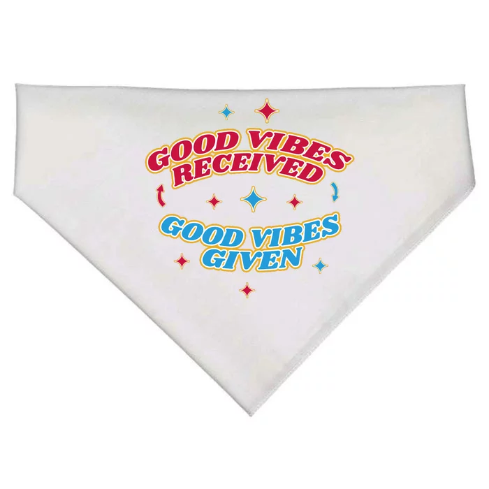 Good Vibes Received Good Vibes Given Retro USA-Made Doggie Bandana