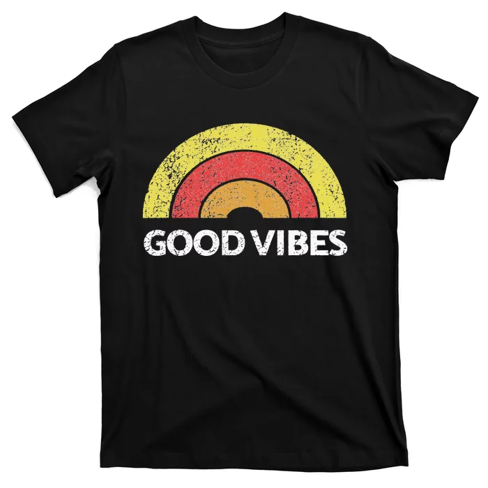 Good Vibes Rainbow Tribe Vintage Boho Hippie Cute Sun Yoga T-Shirt