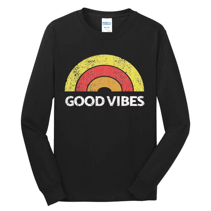 Good Vibes Rainbow Tribe Vintage Boho Hippie Cute Sun Yoga Tall Long Sleeve T-Shirt