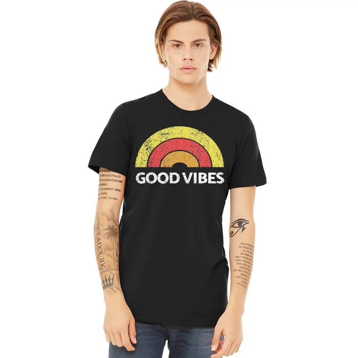 Good Vibes Rainbow Tribe Vintage Boho Hippie Cute Sun Yoga Premium T-Shirt