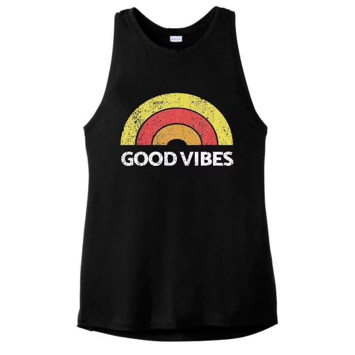 Good Vibes Rainbow Tribe Vintage Boho Hippie Cute Sun Yoga Ladies Tri-Blend Wicking Tank