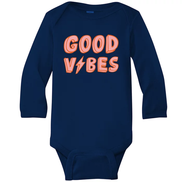 Good Vibes Retro Lightning Baby Long Sleeve Bodysuit