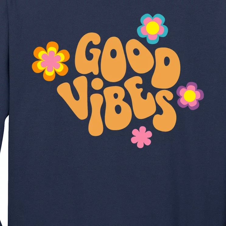 Good Vibes Retro Groovy Flower Long Sleeve Shirt