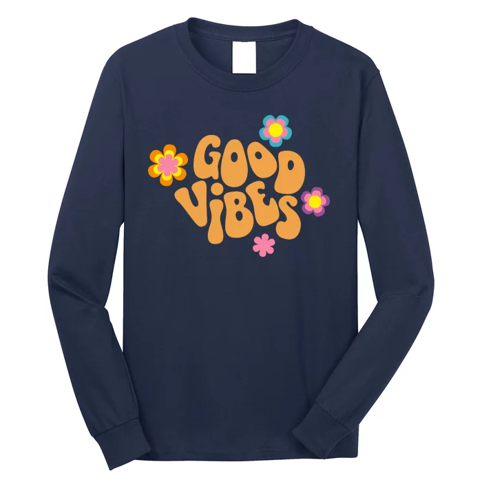 Good Vibes Retro Groovy Flower Long Sleeve Shirt