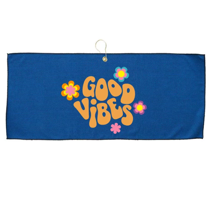 Good Vibes Retro Groovy Flower Large Microfiber Waffle Golf Towel