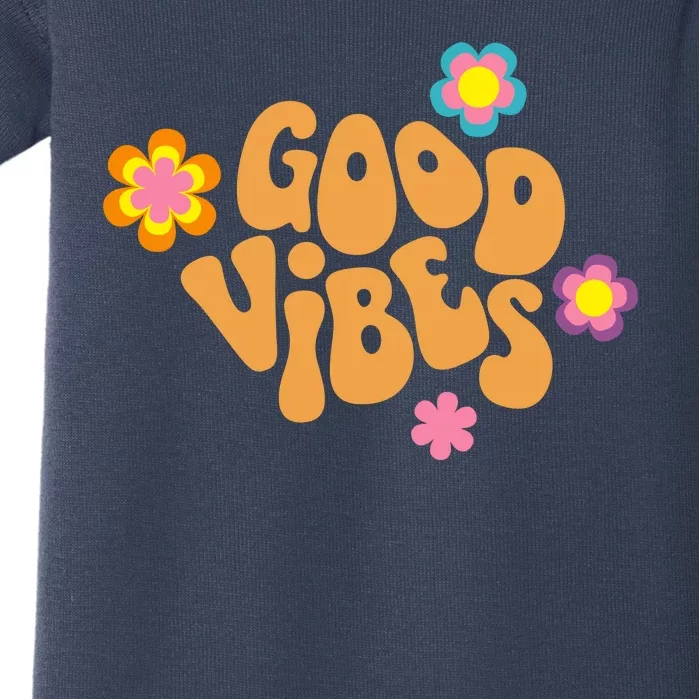 Good Vibes Retro Groovy Flower Baby Bodysuit