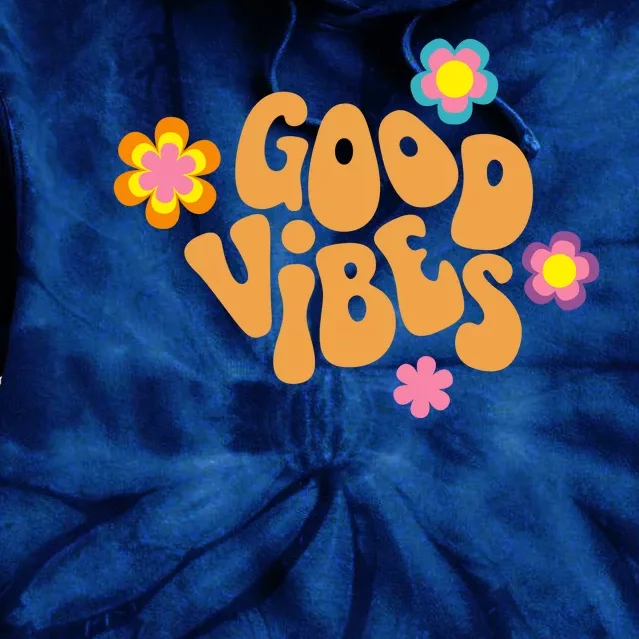 Good Vibes Retro Groovy Flower Tie Dye Hoodie