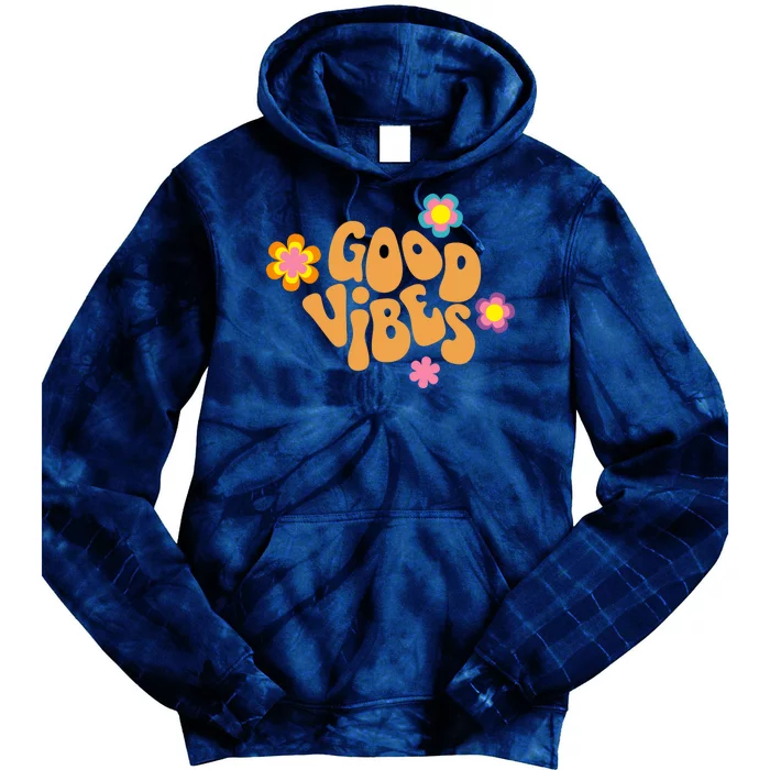 Good Vibes Retro Groovy Flower Tie Dye Hoodie