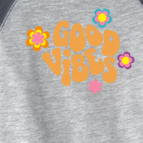 Good Vibes Retro Groovy Flower Toddler Fine Jersey T-Shirt