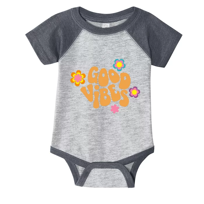 Good Vibes Retro Groovy Flower Infant Baby Jersey Bodysuit