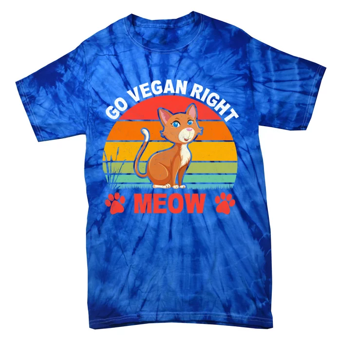 Go Vegan Right Meow Cute Gift Tie-Dye T-Shirt