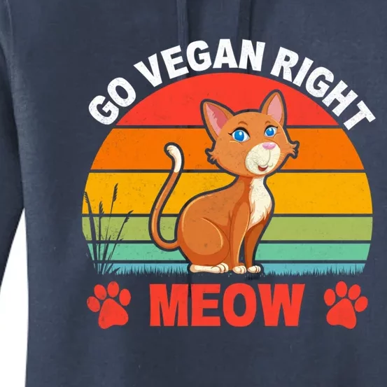 Go Vegan Right Meow Cute Gift Women's Pullover Hoodie