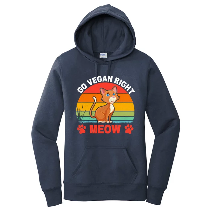 Go Vegan Right Meow Cute Gift Women's Pullover Hoodie