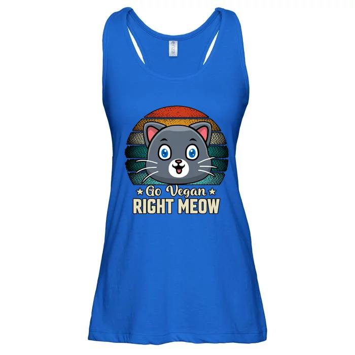 Go Vegan Right Meow Vegan Funny Saying Cute Gift Ladies Essential Flowy Tank