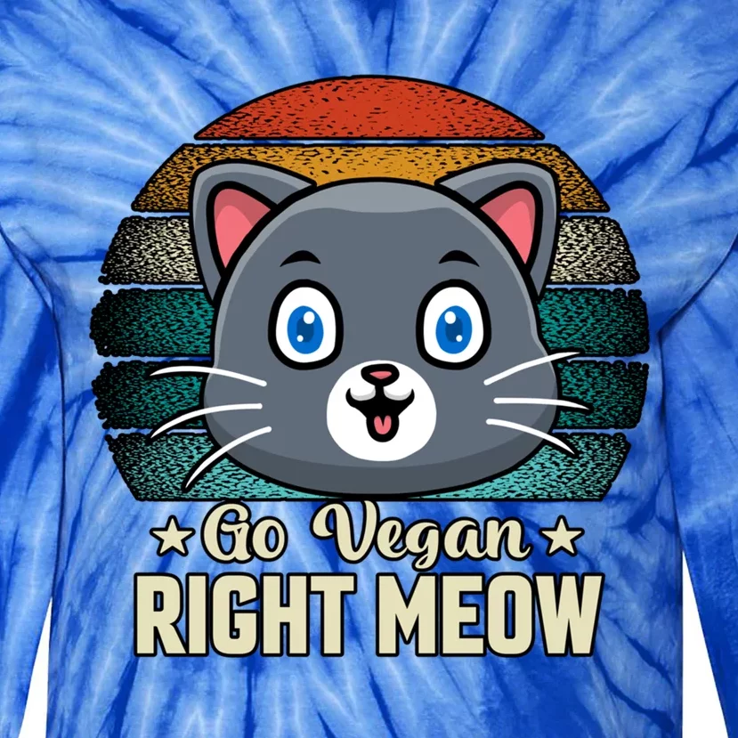 Go Vegan Right Meow Vegan Funny Saying Cute Gift Tie-Dye Long Sleeve Shirt