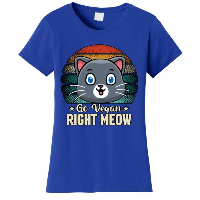 Go Vegan Right Meow Vegan Funny Saying Cute Gift Women's T-Shirt