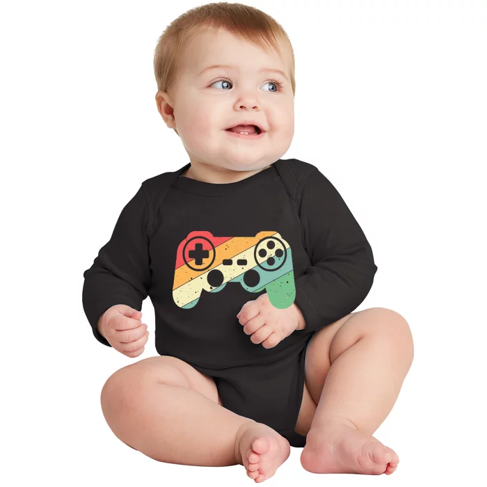 Gamer Vintage Retro Video Game Controller Gaming Baby Long Sleeve Bodysuit