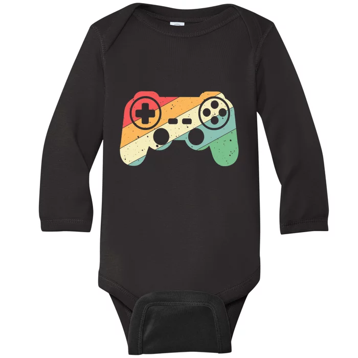 Gamer Vintage Retro Video Game Controller Gaming Baby Long Sleeve Bodysuit