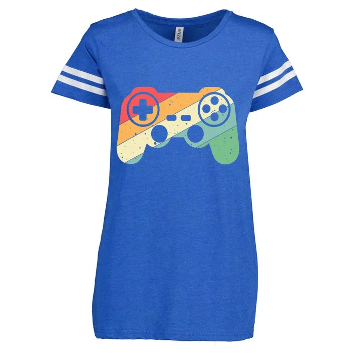 Gamer Vintage Retro Video Game Controller Gaming Enza Ladies Jersey Football T-Shirt