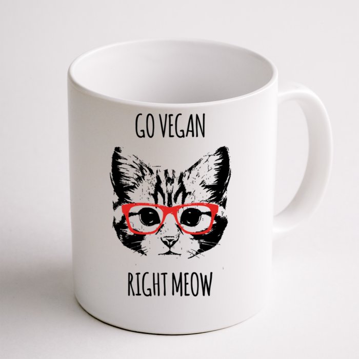 Go Vegan Right Meow Funny Gift For Vegans Vegan Cool Gift Front & Back Coffee Mug