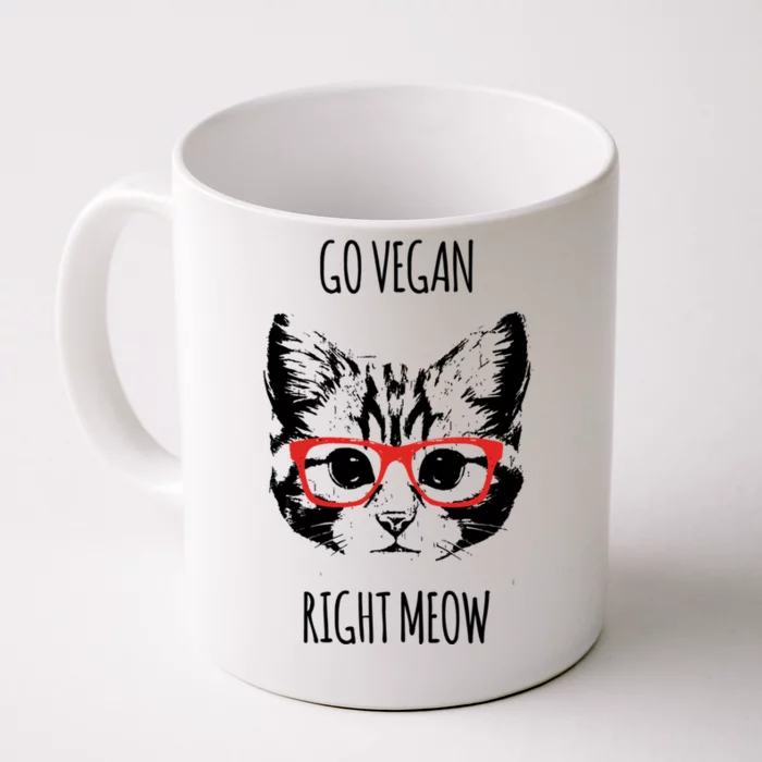 Go Vegan Right Meow Funny Gift For Vegans Vegan Cool Gift Front & Back Coffee Mug