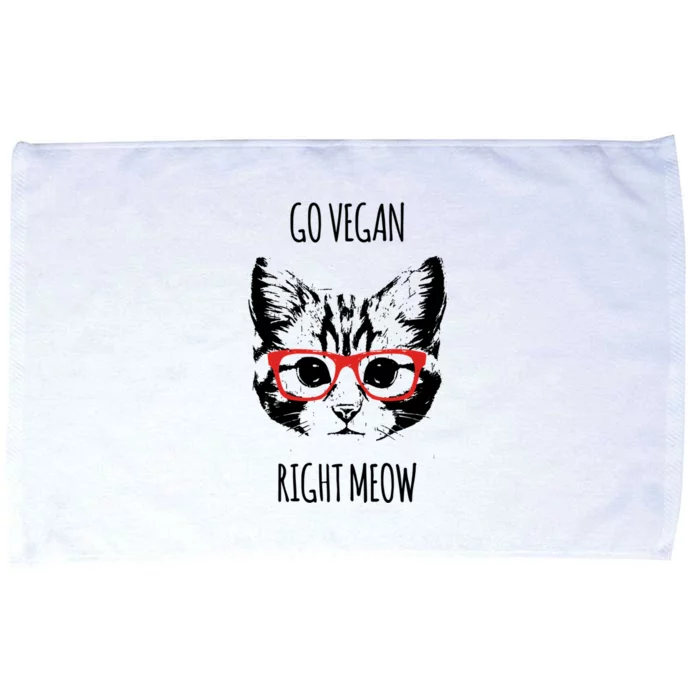 Go Vegan Right Meow Funny Gift For Vegans Vegan Cool Gift Microfiber Hand Towel