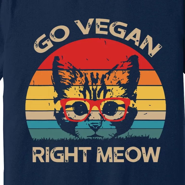 Go Vegan Right Meow Funny Cat Vegan Premium T-Shirt