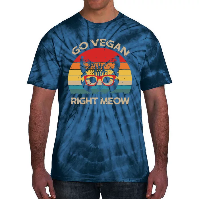 Go Vegan Right Meow Funny Cat Vegan Tie-Dye T-Shirt