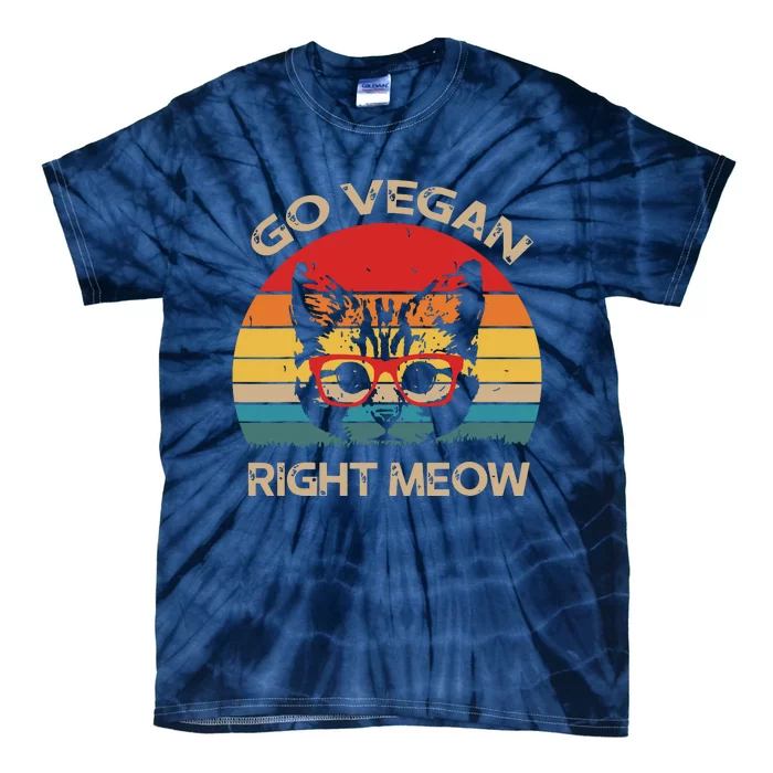 Go Vegan Right Meow Funny Cat Vegan Tie-Dye T-Shirt