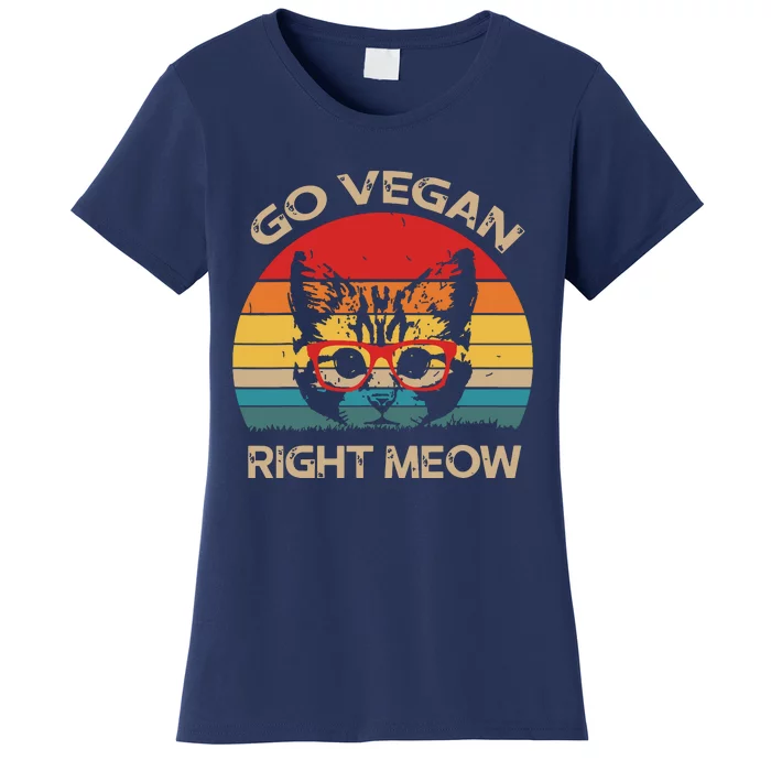 Go Vegan Right Meow Funny Cat Vegan Women's T-Shirt