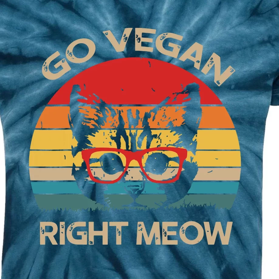 Go Vegan Right Meow Funny Cat Vegan Kids Tie-Dye T-Shirt