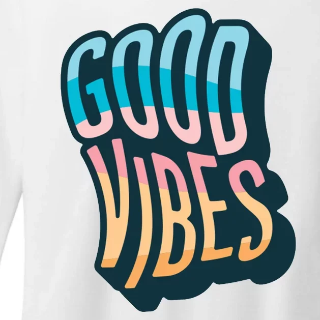 Good Vibes Retro Positive Quote Womens CVC Long Sleeve Shirt