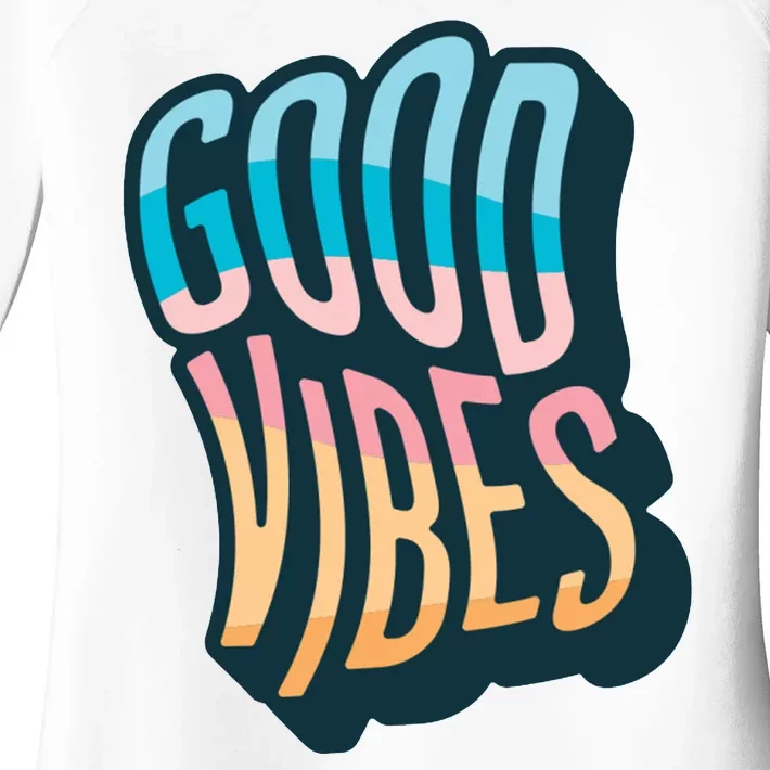 Good Vibes Retro Positive Quote Women's Perfect Tri Tunic Long Sleeve Shirt