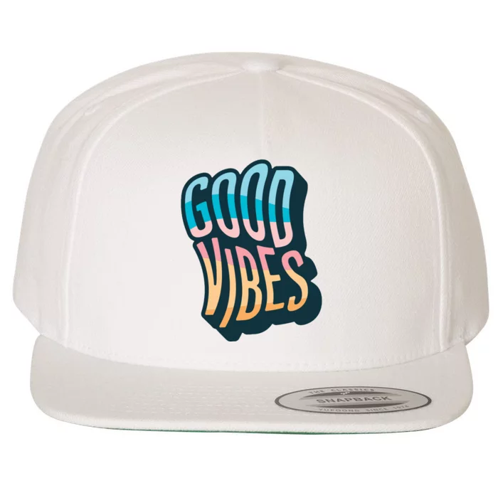 Good Vibes Retro Positive Quote Wool Snapback Cap