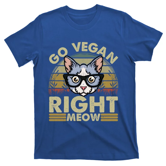 Go Vegan Right Meow Great Giftcat Lover Cute Gift T-Shirt