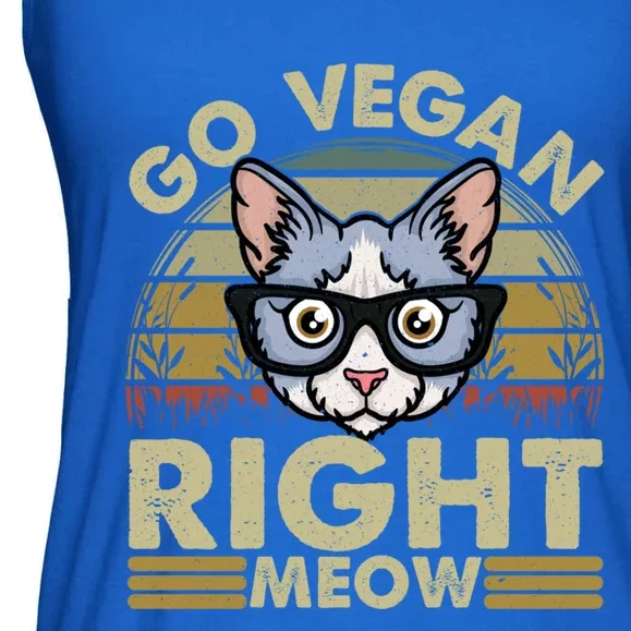 Go Vegan Right Meow Great Giftcat Lover Cute Gift Ladies Essential Flowy Tank