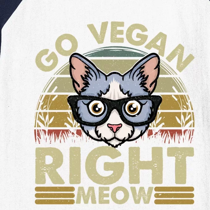 Go Vegan Right Meow Great Giftcat Lover Cute Gift Baseball Sleeve Shirt