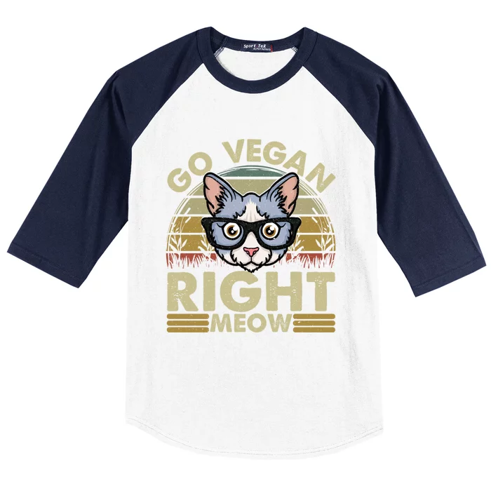 Go Vegan Right Meow Great Giftcat Lover Cute Gift Baseball Sleeve Shirt