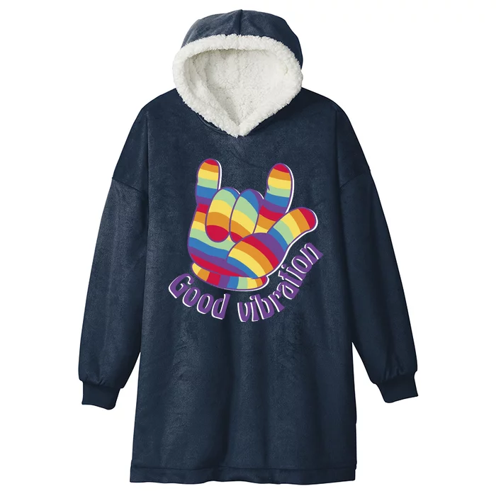 Good Vibration Rainbow Hooded Wearable Blanket