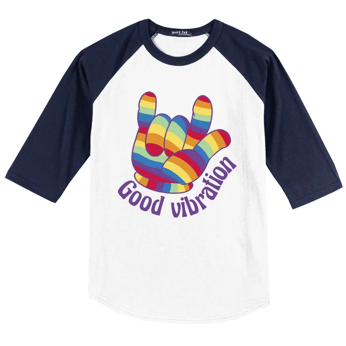 Good Vibration Rainbow Baseball Sleeve Shirt