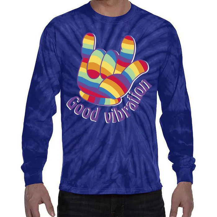 Good Vibration Rainbow Tie-Dye Long Sleeve Shirt