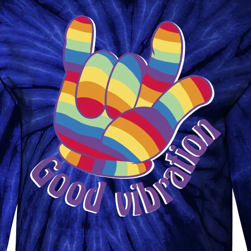 Good Vibration Rainbow Tie-Dye Long Sleeve Shirt