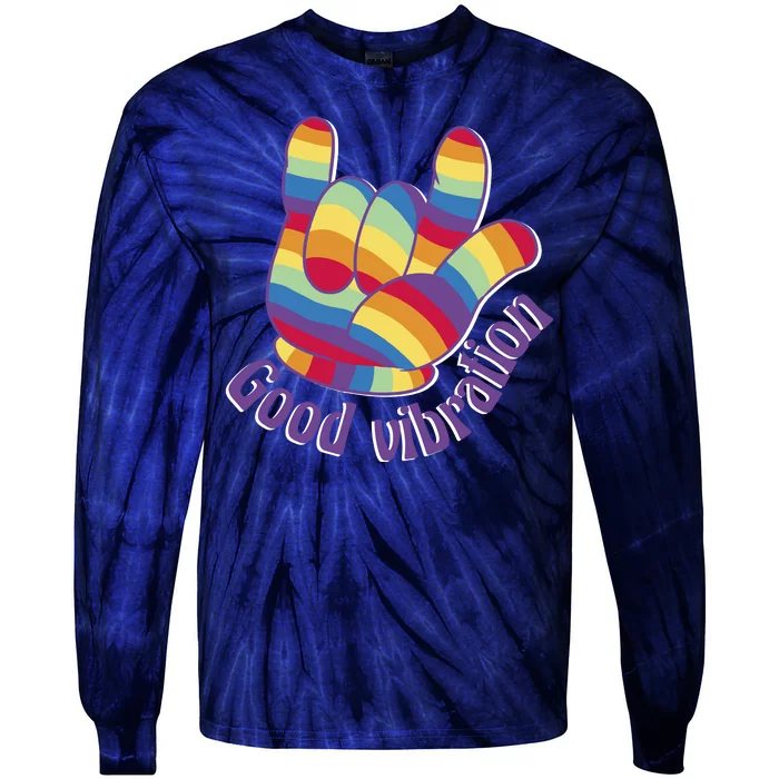 Good Vibration Rainbow Tie-Dye Long Sleeve Shirt