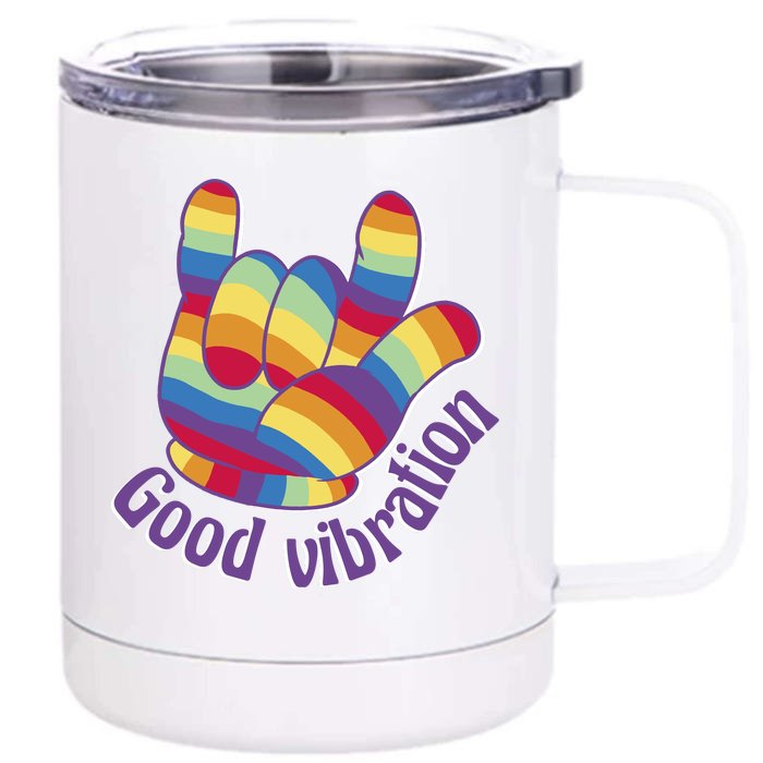 Good Vibration Rainbow Front & Back 12oz Stainless Steel Tumbler Cup