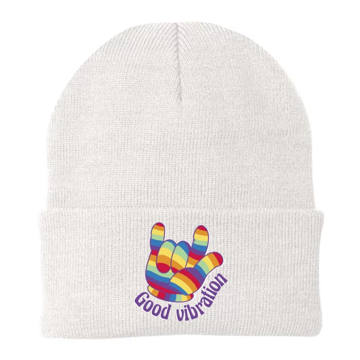 Good Vibration Rainbow Knit Cap Winter Beanie