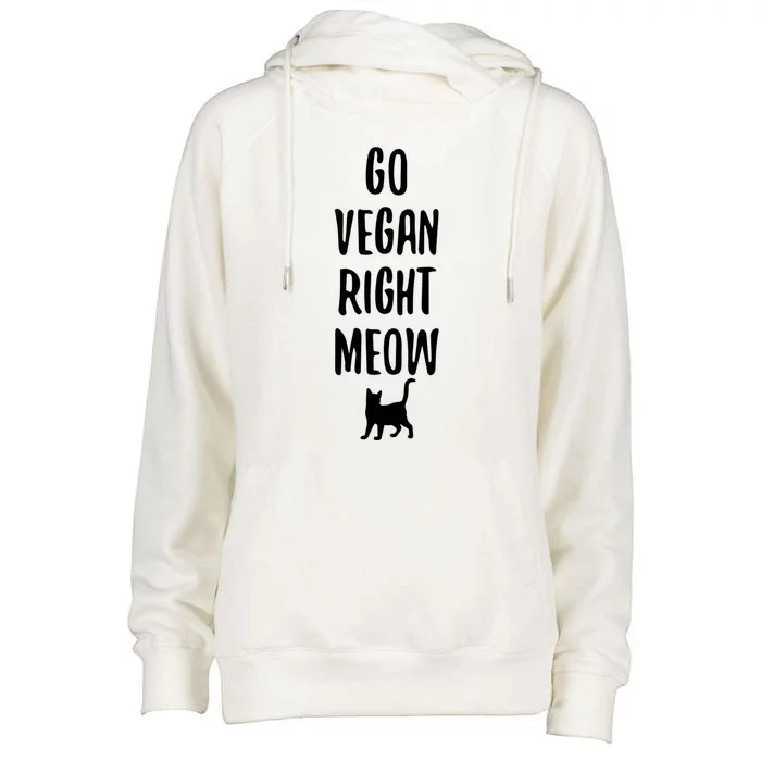 Go Vegan Right Meow Cat Lover Proud Plant Based Activist Gift Womens Funnel Neck Pullover Hood