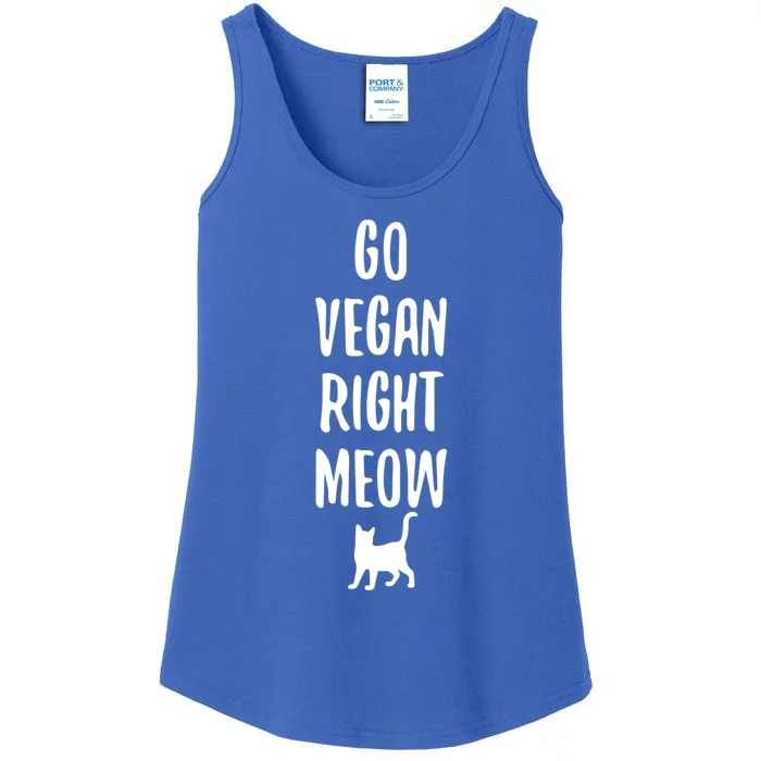 Go Vegan Right Meow Cat Lover Proud Plant Based Activist Gift Ladies Essential Tank